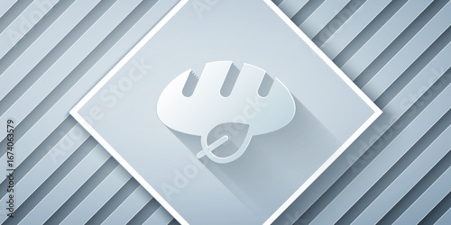 Paper cut Vegan bread loaf icon isolated on grey background. Paper art style. Vector