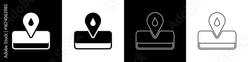Set Oilfield icon isolated on black and white background. Natural resources, oil and gas production. Vector