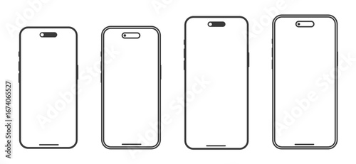 Modern Smartphone Vector Set – Realistic Mobile Phone Mockups with White and Transparent Screens for Apps, UI Design and Presentations