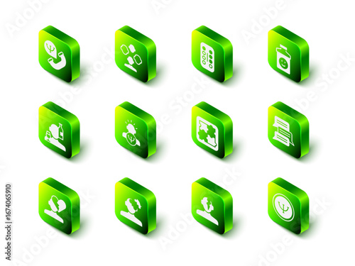 Set Schizophrenia, Sedative pills, Antidepressants, Online psychological counseling, Psychology, Solution problem psychology, and icon. Vector