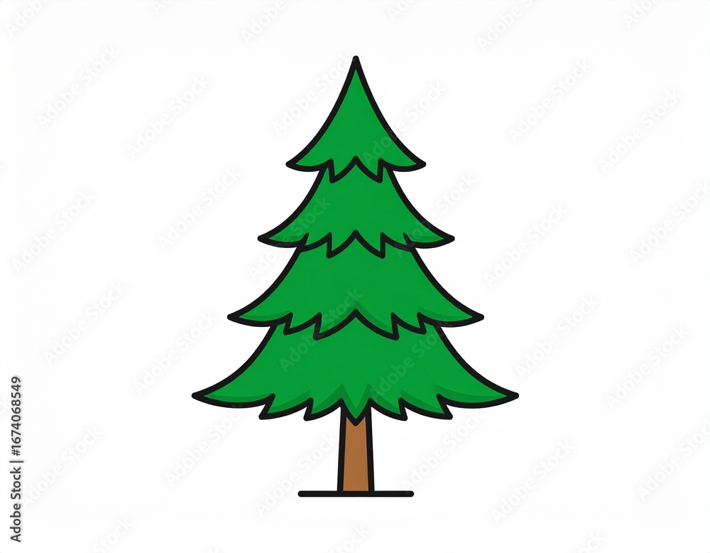 Fototapeta premium Christmas tree illustration on white background