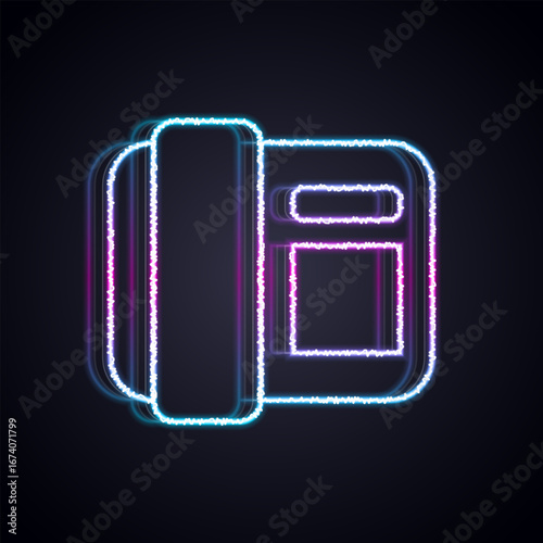 Glowing neon line Telephone handset icon isolated on black background. Phone sign. Vector
