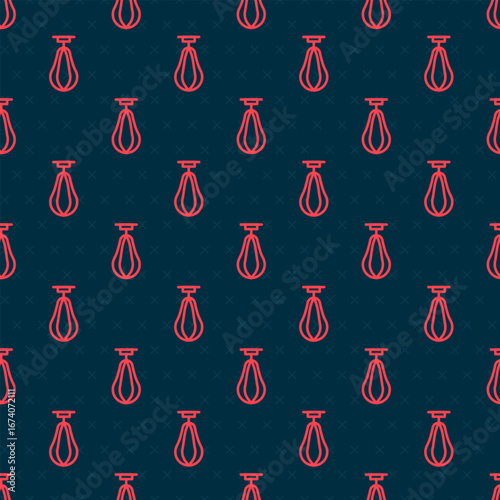 Red line Punching bag icon isolated seamless pattern on black background. Vector