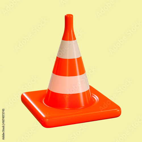 Bright Orange and White Safety Traffic Cone for Roadway Construction or Warning
