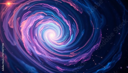 Abstract swirling nebula, stars streaking through wormhole,  exploration,  stardust