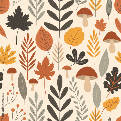 Enchanting autumnal woodland treasures a tapestry of fallen leaves and foraged fungi