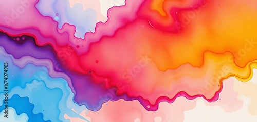 Abstract wash of vibrant hues, showcasing blended color transitions and unique paper grain,  surface,  visual