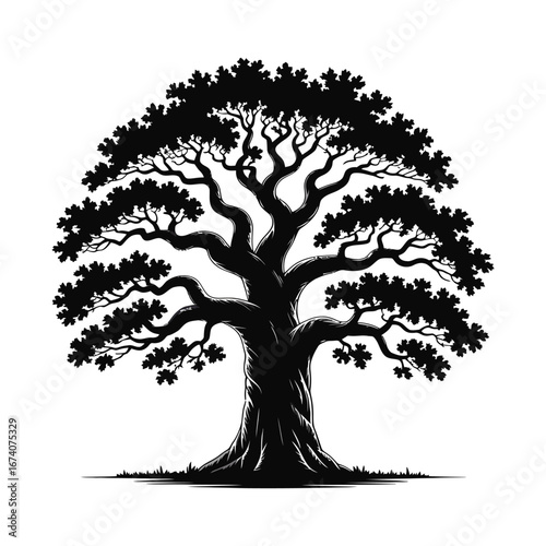 Lush Tree Silhouette Illustration with Dense Foliage, Natural and Organic Design Element