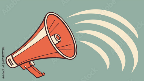 A Retro Megaphone with Sound Waves.