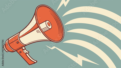 Retro Style Megaphone Illustration for Announcement and Promotion.