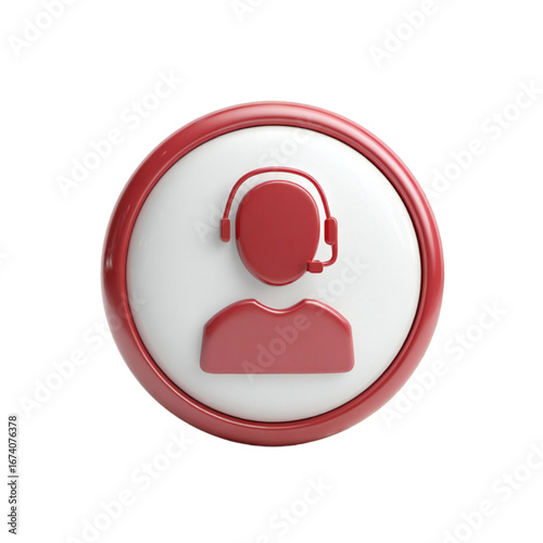 Customer service icon with headset and microphone isolated on transparent background