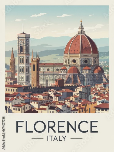 Vintage Travel Poster of Florence Italy
