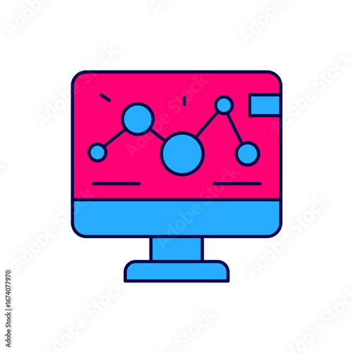 Filled outline Genetic engineering modification on laptop icon isolated on white background. DNA analysis, genetics testing, cloning. Vector
