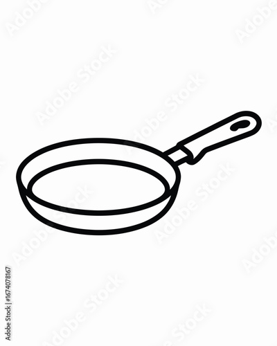 Simple line art vector illustration of a cooking frying pan ready for kitchen use scalable eps graphics white background
