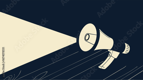 Announcement Megaphone Spotlight Illustration Graphic Design Communication Marketing Promotion Public Speaking Advertising Message Broadcast News Event Promotion Public Address Speaker Sound Volume A.