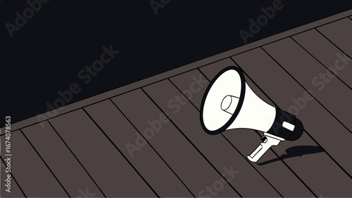 A megaphone on a rooftop with shadow.