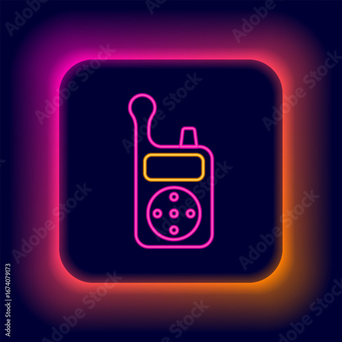 Glowing neon line Baby Monitor Walkie Talkie icon isolated on black background. Colorful outline concept. Vector