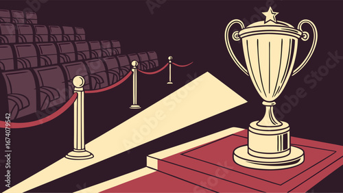 Award Ceremony Stage with Trophy.