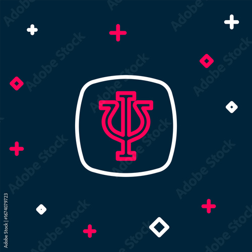 Line Psychology icon isolated on blue background. Psi symbol. Mental health concept, psychoanalysis analysis and psychotherapy. Colorful outline concept. Vector