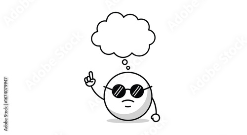 Cool character pondering deeply while wearing stylish sunglasses and thinking of new ideas