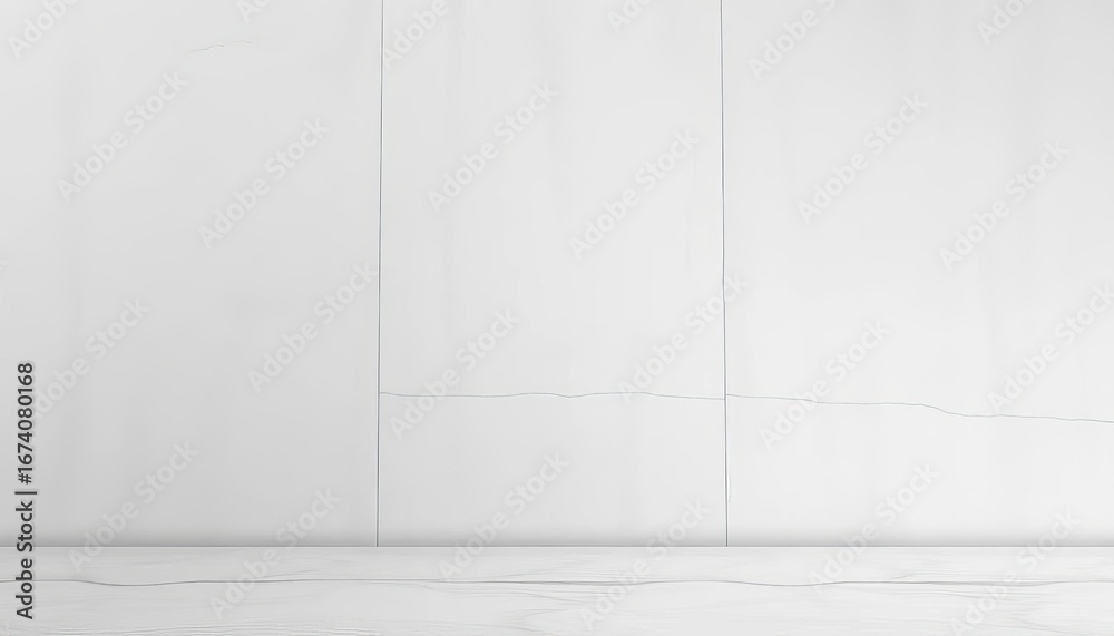 Obraz premium Smooth, minimalist white concrete wall with subtle texture variations, plaster, empty