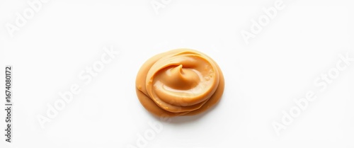 Smooth peanut butter dollop on pristine white background,  tasty,  nut butter