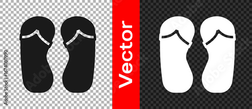Black Flip flops icon isolated on transparent background. Beach slippers sign. Vector