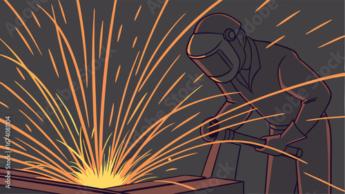 Illustration of Metal Welding Process.