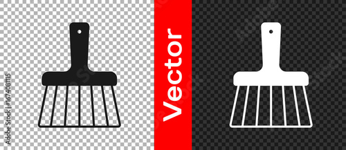 Black Handle broom icon isolated on transparent background. Cleaning service concept. Vector