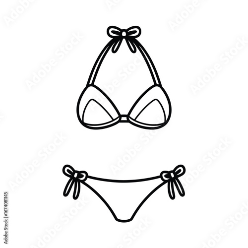 Scalable vector illustration of a bikini outline for fashion and summer graphics white background