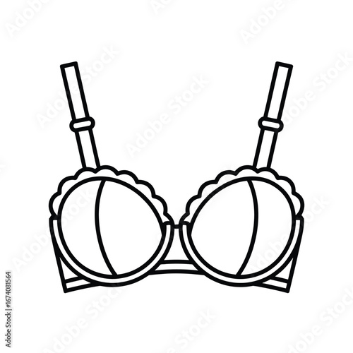 Simple line drawing bra vector illustration scalable eps icon for fashion apparel design white background