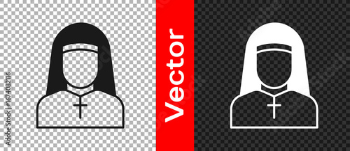 Black Nun icon isolated on transparent background. Sister of mercy. Vector