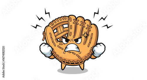 This angry baseball glove character is ready for the game of a lifetime