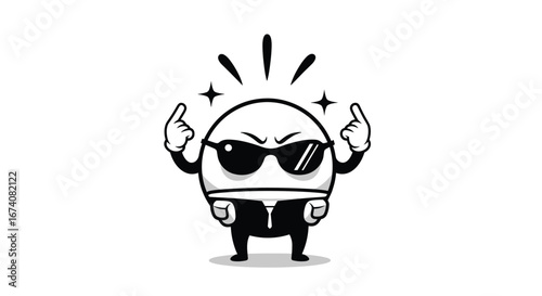 Cool character with sunglasses and suit making a bold statement with a confident pose