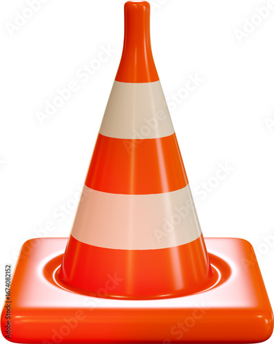 Bright Orange and White Safety Traffic Cone for Roadway Construction or Warning