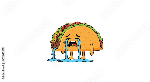 Embracing emotions a whimsical taco illustration capturing sadness and resilience in every bite