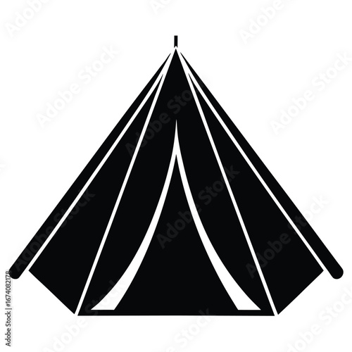 Black silhouette of a conical tent camping shelter