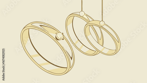 Wedding Rings Engagement Ring Gold Jewelry Romantic Design Couple Rings Diamond Ring Elegant Illustration Jewelry Design Wedding Illustration Anniversary Rings Marriage Symbol Love Symbol Precious Me.