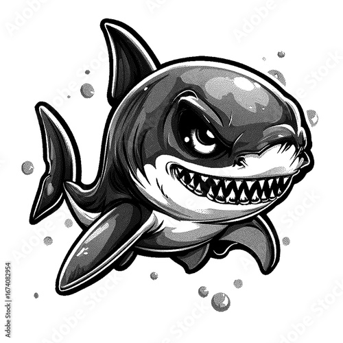 Fierce shark with sharp teeth