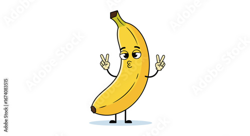 Funky banana character with peace signs animated graphic for your creative projects