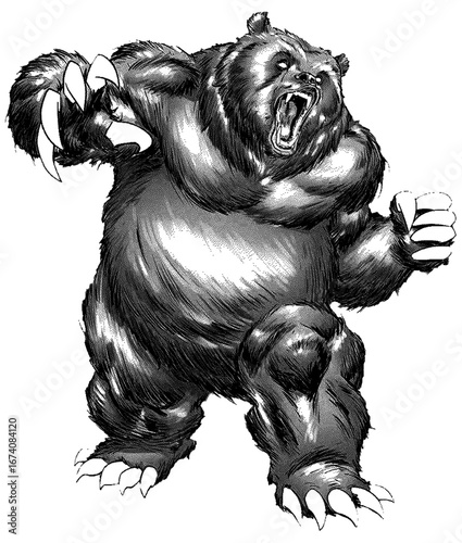 Bear standing on hind legs, aggressive pose