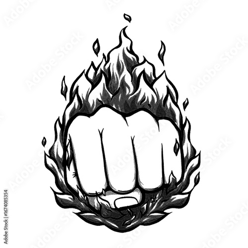 Fist on fire symbol
