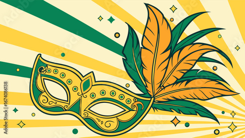 Carnival Mask Design with Feathers.