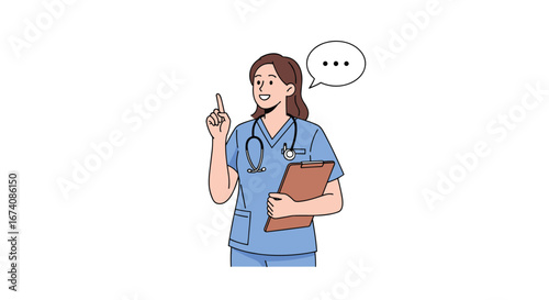 A professional female medical assistant explains important health information while holding medical records