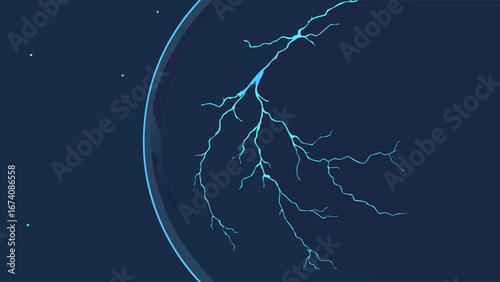 Lightning Bolt Over Planet Illustration.