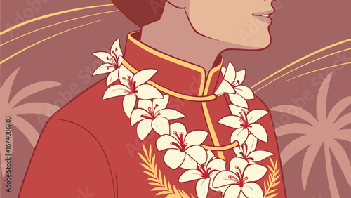 Floral Collar Ornamentation on Traditional Clothing.