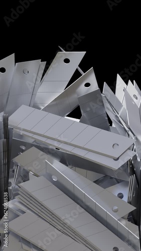 Cutter Blade Refill Snap Off Portrait Vertical Video Animation Curtain Transition Effect Transparent Background Alpha Channel