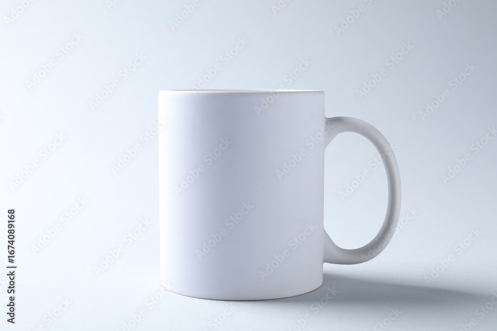 Obraz premium White mug on light background. Mockup for design
