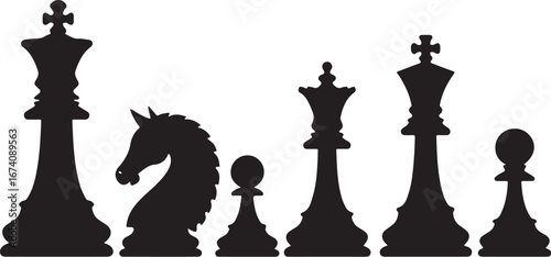 Chess Pieces Silhouette SVG Bundle | Classic Chess Game Clipart for Strategy & Board Game Designs"
