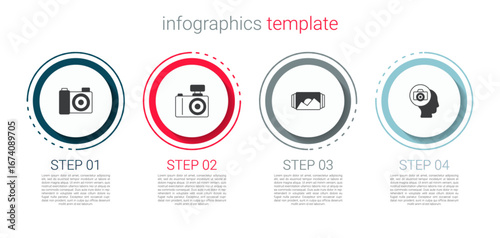 Set Photo camera, frame and . Business infographic template. Vector